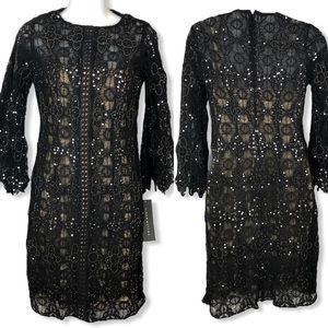 New Aidan Mattox Black 3/4 Sleeve Cocktail Dress 4